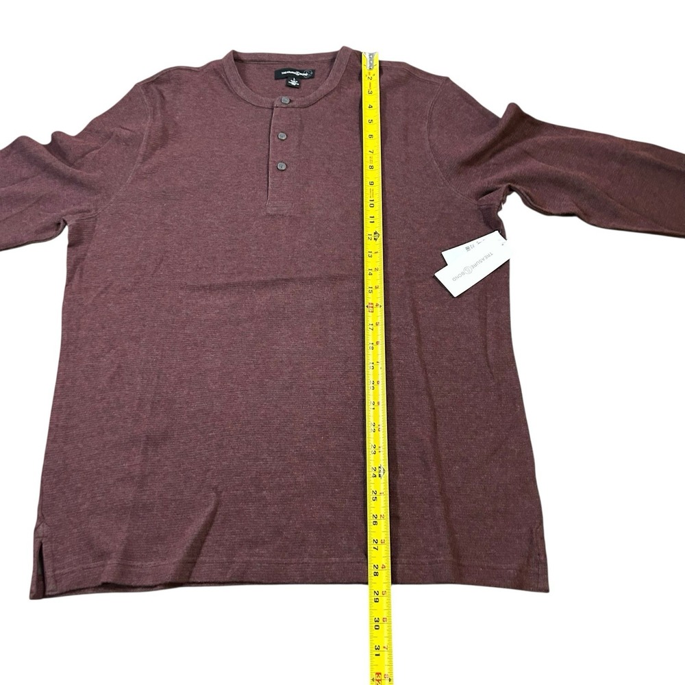 TREASURE & BOND Men's Henley Shirt L Long Sleeve Burgundy Royale Red NEW - Picture 8 of 11